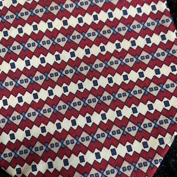 Sinsabang Pure Silk Tie in Cream, Blue and Red - Picture 6 of 8